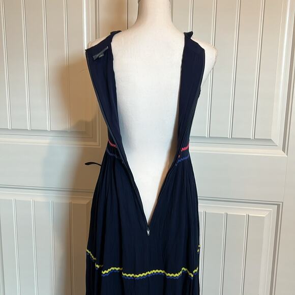 Modcloth Women's Size 2 XS Yes to Festive Maxi Dress Navy Gauze RicRac Tiered - Picture 13 of 16